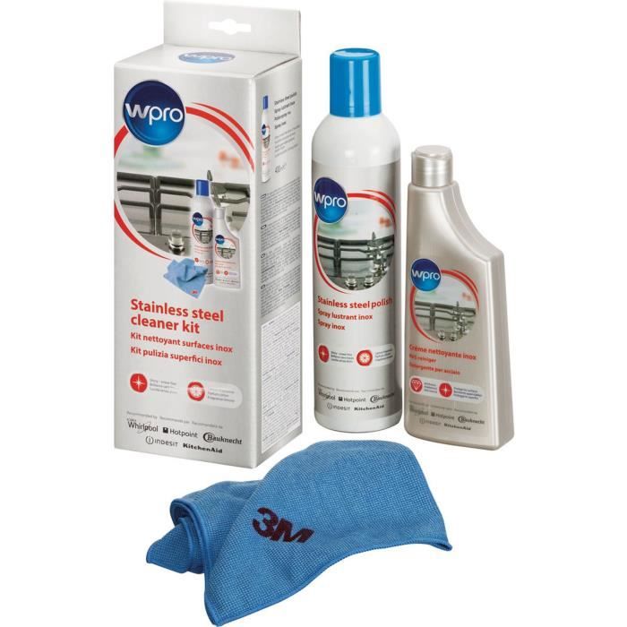 Wpro Kit nettoyant inox comprenant: une crème inox 250 ml (IXC015) et un polish inox 400 ml (IWC015)