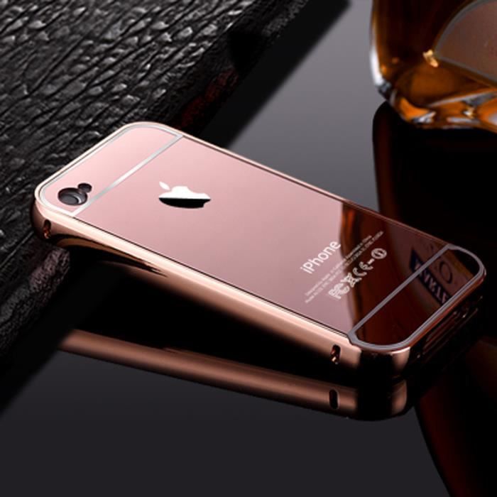 coque iphone 8 miroir rose metallique