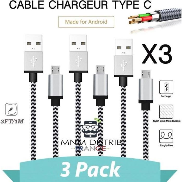 - Permet de Charger et de transf/érer des donn/ées Connectez Simplement Votre c/âble de Chargement//donn/ées Micro USB /à ladaptateur USB C Adaptateur Micro USB vers USB C Pack de 7