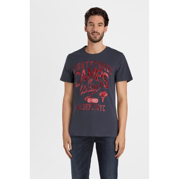 CAMPS T-shirt Manches Courtes - Homme - Bleu acier