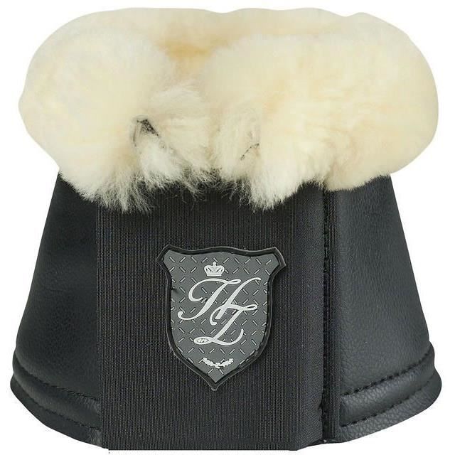 HORZE Cloches Salerno Hamptons pour chevaux - cuir synthétique et mouton véritable - Taille XL - Noir