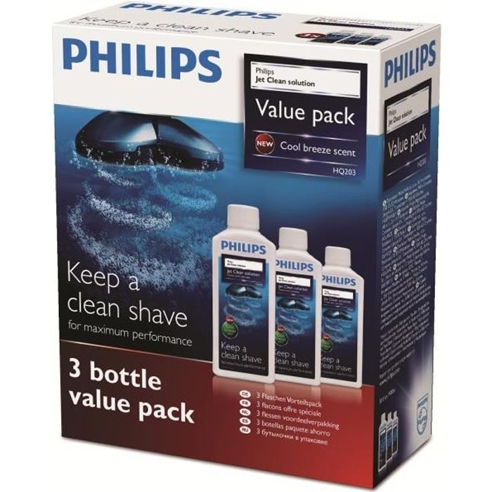 Accessoire rasoir - PHILIPS HQ203/50 Solution de nettoyage JetClean - 3 x 300ml