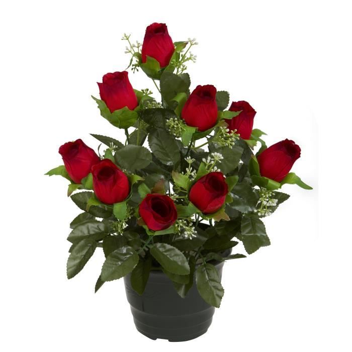 UNE FLEUR EN SOIE Pot de boutons de rose - 34 cm