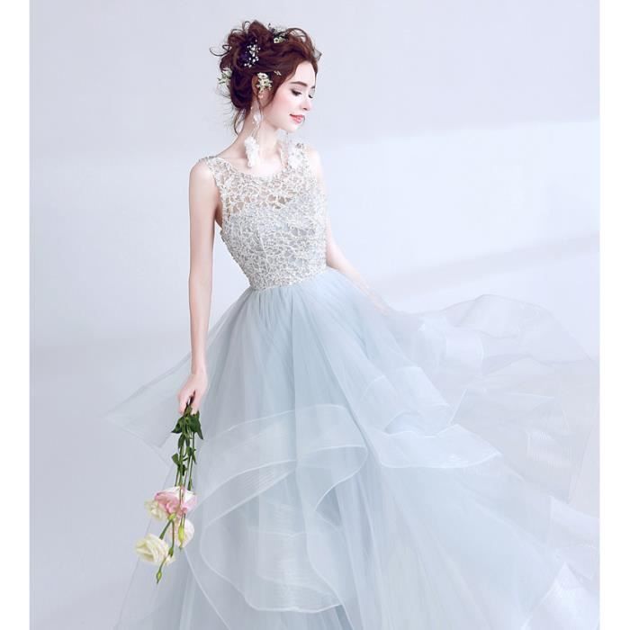 Pour Gris Cocktail Wk502 Cérémonie Longue Robe Mariage