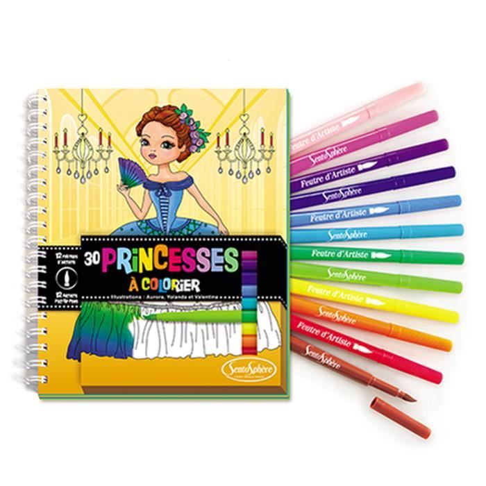 Carnet de coloriage et feutres Princesses Achat f sen