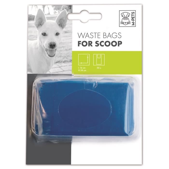 M-PETS Recharge sacs à déjection Waste Bags - 3x10 sachets - 16x38cm - Bleu - Pour chien
