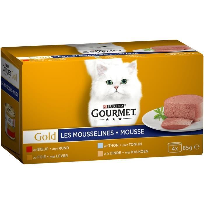 GOURMET Gold Les Mousselines - Pour chat adulte - 4 x 85 g