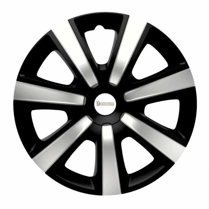 MICHELIN 4 Enjoliveurs 14 Pouces Noir Argent