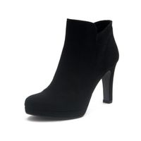 BOTTINE Bottine femme en suédine noir, talon 9,5cm et plat BOTTINE Bottine femme en suédine noir, talon 9,5cm et plat
