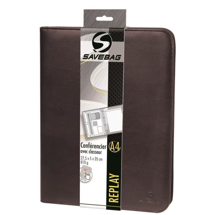 SAVEBAG Conférencier classeur porte-tablette REPLAY format A4 - Marron