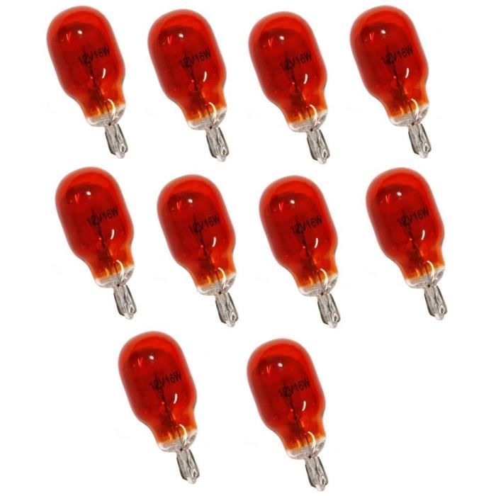 Lot de 10 Ampoules WY16W T15 12V 16W Ambré Orange Achat / Vente