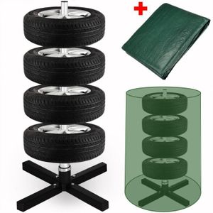 Porte-pneus Mural Mottez B055P - Rangement 4 Pneus Hors Saison, Acier Peint, 1m De Long