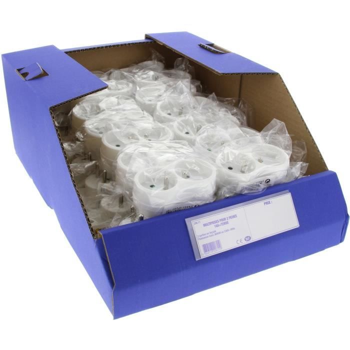 Prise Biplite 10/16 A+T Droite Blanc