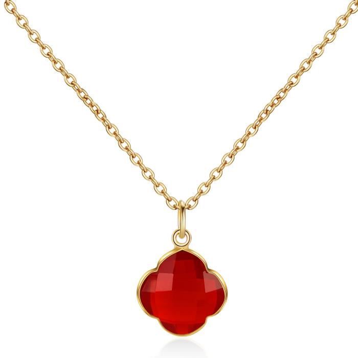 CAPUCINE Collier plaqué or/Onyx Rouge