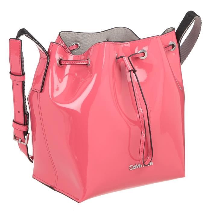 CALVIN KLEIN Sac seau brevet cuir K60K601422 - FLOW BUCKET BAG ROUGE Femme