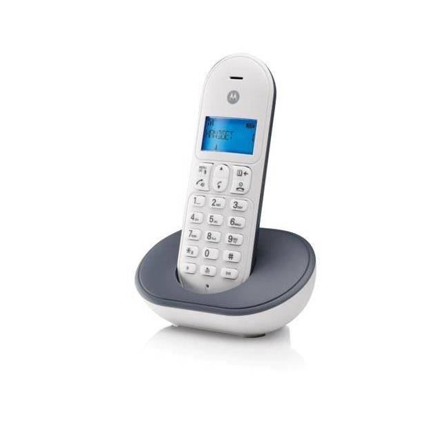 Motorola T101 Téléphone Sans Fil Sans Répondeur Blanc Gris
