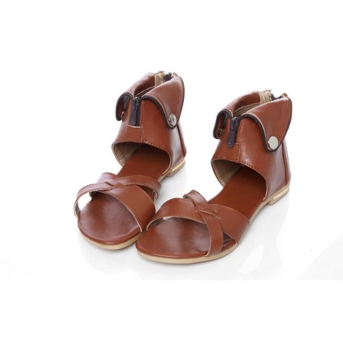 Mode Taille Dos Plus 34 Éclair Femme 43 Sandales Été Fermeture Plat Nwm0nv8