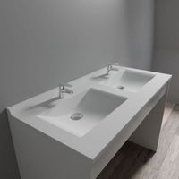LAVABO - VASQUE CREAZUR Plan double vasque Blanc 120cm LAVABO - VASQUE CREAZUR Plan double vasque Blanc 120cm