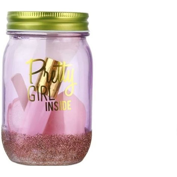 COSMETIC CLUB Coffret maquillage en bocal Mason Jar Beauté - 4 pièces - Rose