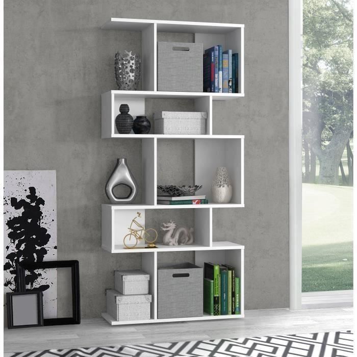 BRENDA Meuble étagère contemporain blanc mat - L 80 cm ...