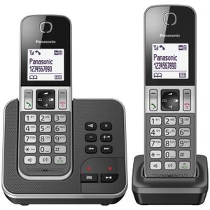 Panasonic KX-TGD322FRG Duo Téléphone sans fil Répondeur Noir
