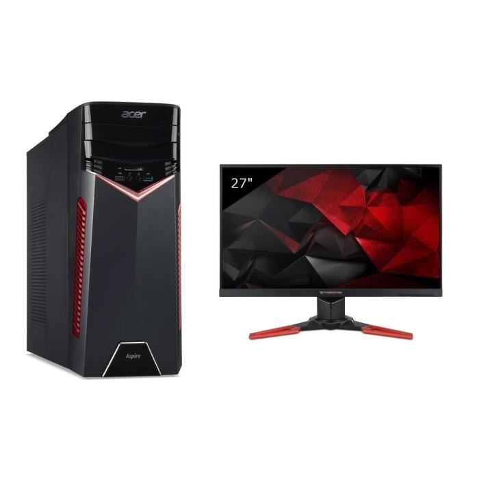 PC ACER Aspire GX-281 - AMD Ryzen 7 - RAM 16Go - 1To HDD + 256Go SSD - GTX 1060 3Go + Ecran Predator XB271HUA 27\