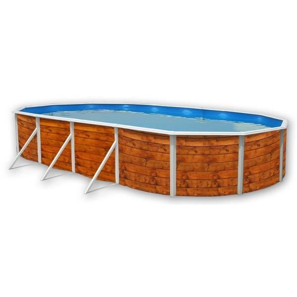 ETNICA Piscine ovale en acier 730x366x120cm