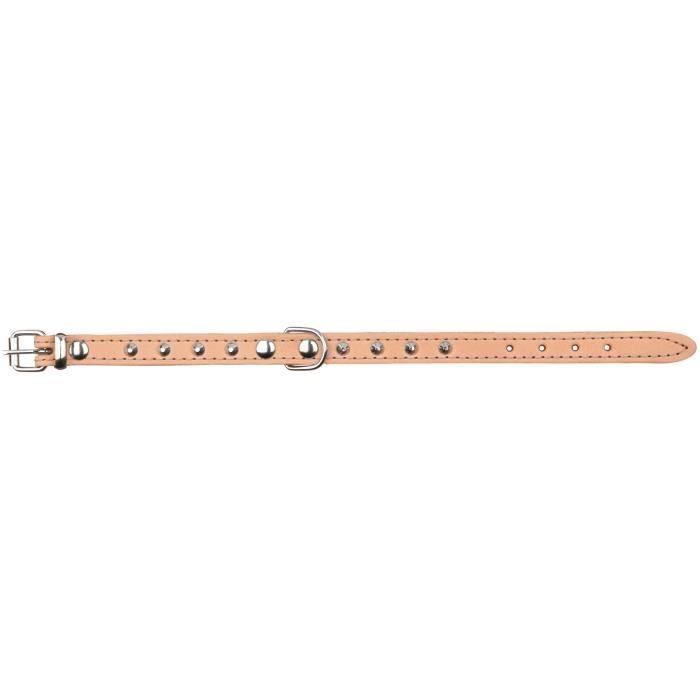 TRIXIE Basic collier avec rivets - XS-S : 26-30cm / 12mm - Naturel - Pour chien