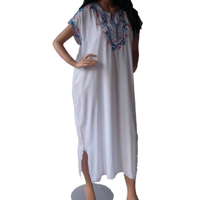 Robe tunique marocaine - XXL Blanc - Achat / Vente robe ...