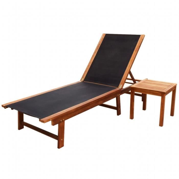 Table Et Solide Chaise Avec Bois Textilène D'acacia Longue vm8nw0N