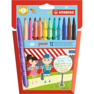 STABILO - 12 feutres de coloriage Trio A-Z - dont 4 fluos - pointe moyenne