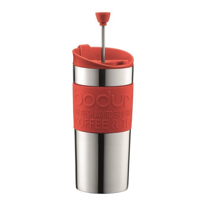 BODUM TRAVEL PRESS Mug à piston en inox double paroi 0.35 l Rouge