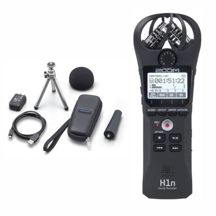 Zoom H1n Enregistreur numérique + APH-1n Pack d'accessoires pour H1n comprenant : adaptateur secteur, support trépied de table