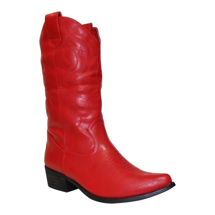 botte rouge femme pas cher