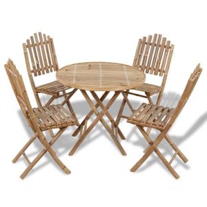 5 pcs Meuble de jardin pliable Bambou Salon de jardin Mobilier de ... 5 pcs Meuble de jardin pliable Bambou Salon de jardin Mobilier de ...