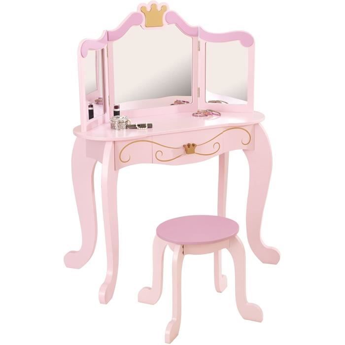 KIDKRAFT - Coiffeuse et tabouret en bois princesse