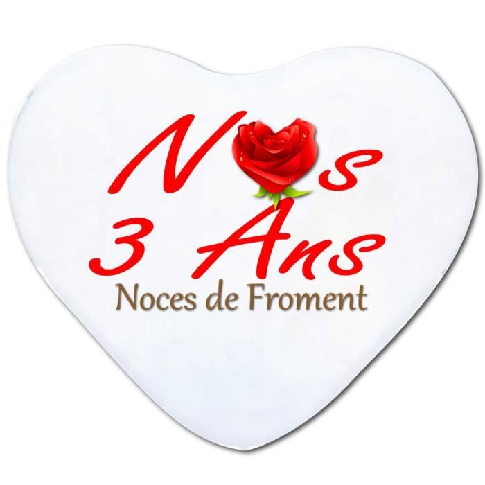 Coussin cœur 3 ans de mariage noces de froment - Achat / Vente coussin ...