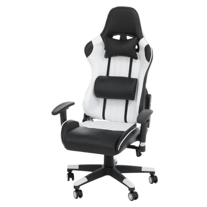 Outad Fauteuil De Bureau Siège Gaming 150inclinable Blanc Avec