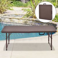 TABLE DE JARDIN Table Camping Table de jardin pliante imitation ro TABLE DE JARDIN Table Camping Table de jardin pliante imitation ro