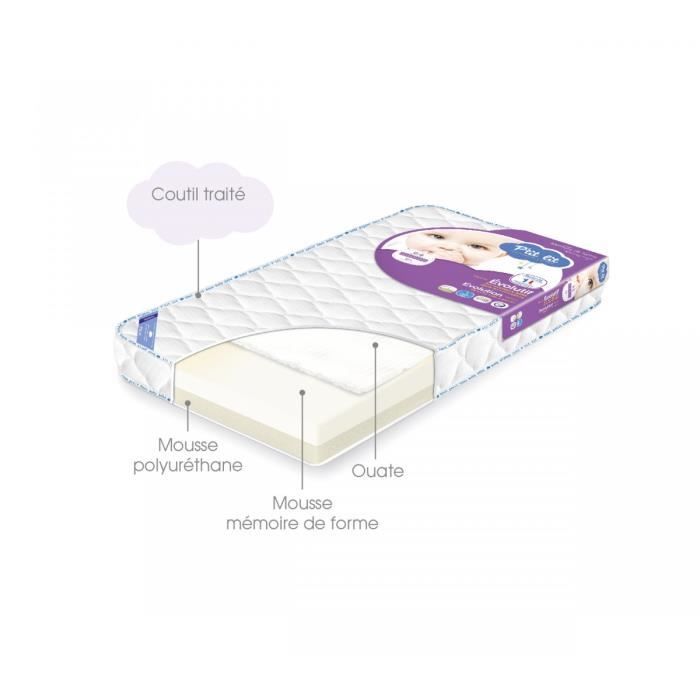 P TIT LIT Matelas 1 face mémoire de forme - 60 x 120 x 12 cm