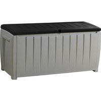 COFFRE D'EXTÉRIEUR KETER Coffre de jardin avec assise 340L - Gris et COFFRE D'EXTÉRIEUR KETER Coffre de jardin avec assise 340L - Gris et