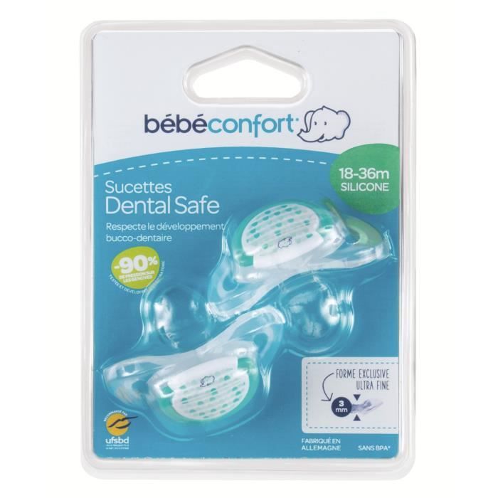 BEBE CONFORT Sucette Dental Safe 18-36 mois x2 - Silicone - Vert Little Valleys