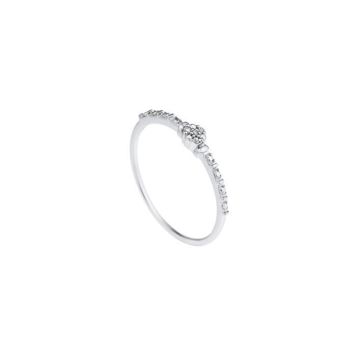 DIAMOND LANE Bague Solitaire Or Blanc 375° et Diamants Femme