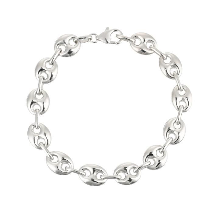 YSORA Bracelet Argent 925° Rodhié et Grain de Café Mixte