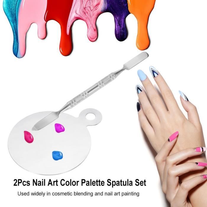 Nail Art Palette De Couleur Avec Spatule Acier Inoxydable Outil De