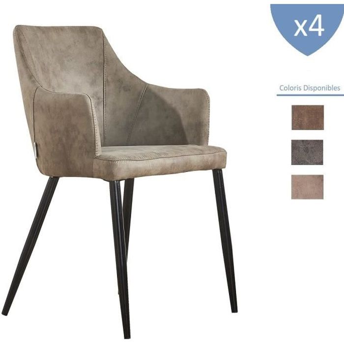 Lot Manger De Cuir À Simili Zarah Couleur Taupe En 4 Salle Design Contemporain Chaises 0O8Pnwk