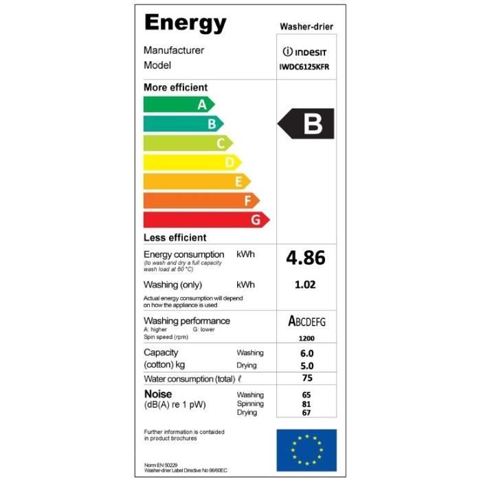  IWDC6125 - Lave linge séchant - Lav. 6kg1