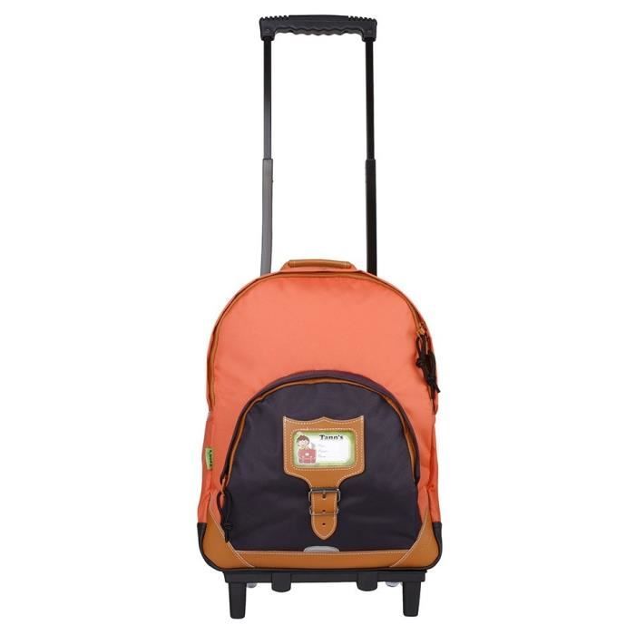TANN'S Sac à Dos à Roulettes ICONIC - 2 compartiments - 6 à 9 ans - Classe primaire et élémentaire - 33cm - Orange- Enfant Mixte