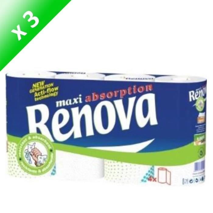 RENOVA Essuie-tout Maxi-absorption - Lot de 4 x 3