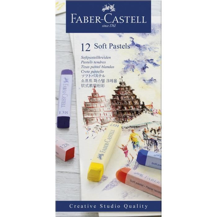 FABER CASTELL Boite 12 Pastels Carres Tendres